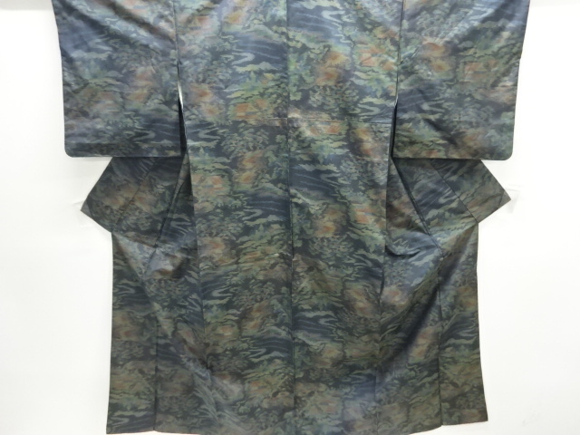 屋敷風景模様織り出し本場泥大島紬着物